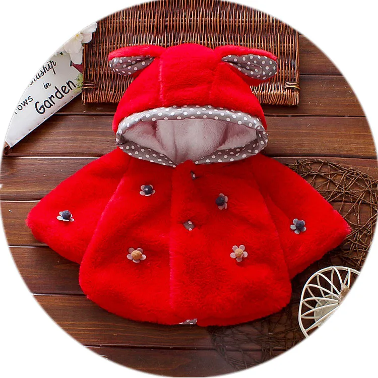 
wholesale baby coat imitate fur 6 month cute ear winter baby hoodie coat 
