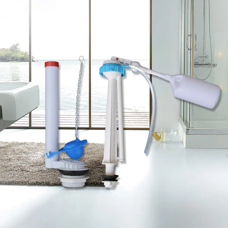 Single push-button cistern toilet cubicle tank flush mechanism