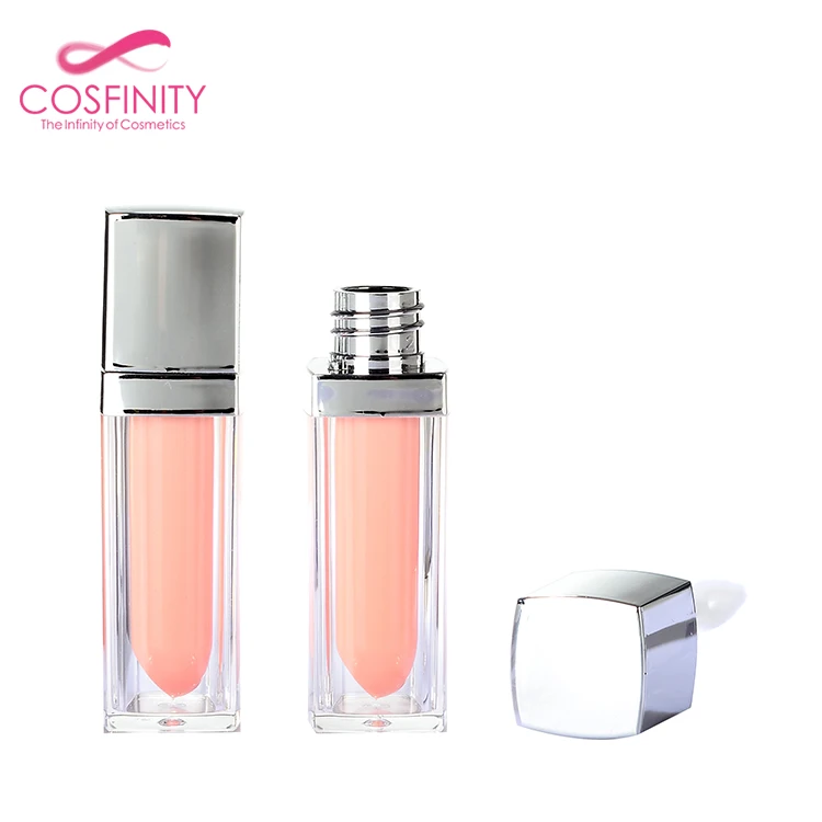 
Popular custom cardboard lipgloss container packaging make your logo square fancy luxury flat lip gloss tube 