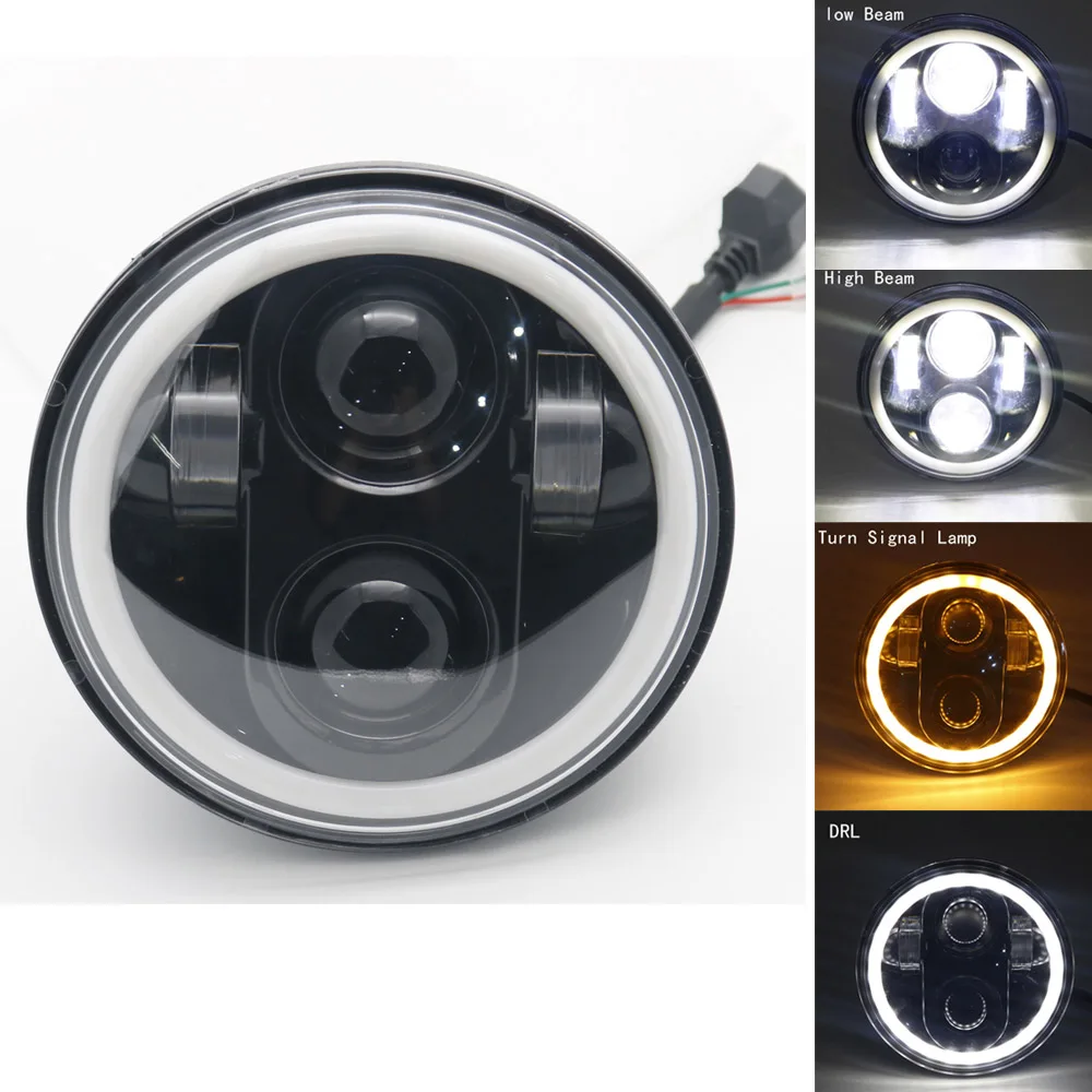 5,75 дюймов мотоцикл светодиодный проектор фары halo ангельские глазки для sportster 883 Dyna Triumph Rocket iii 3 и скорость тройной