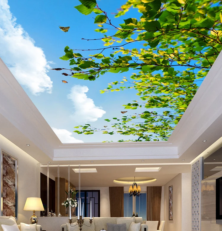 ZHIHAI trees and flowers artificial translucent pvc stretch film p.o.p design false ceiling