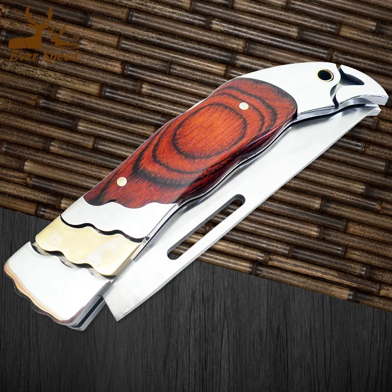 High quality camping wood pocket folding switch gear tactical knife survival tool knives tools