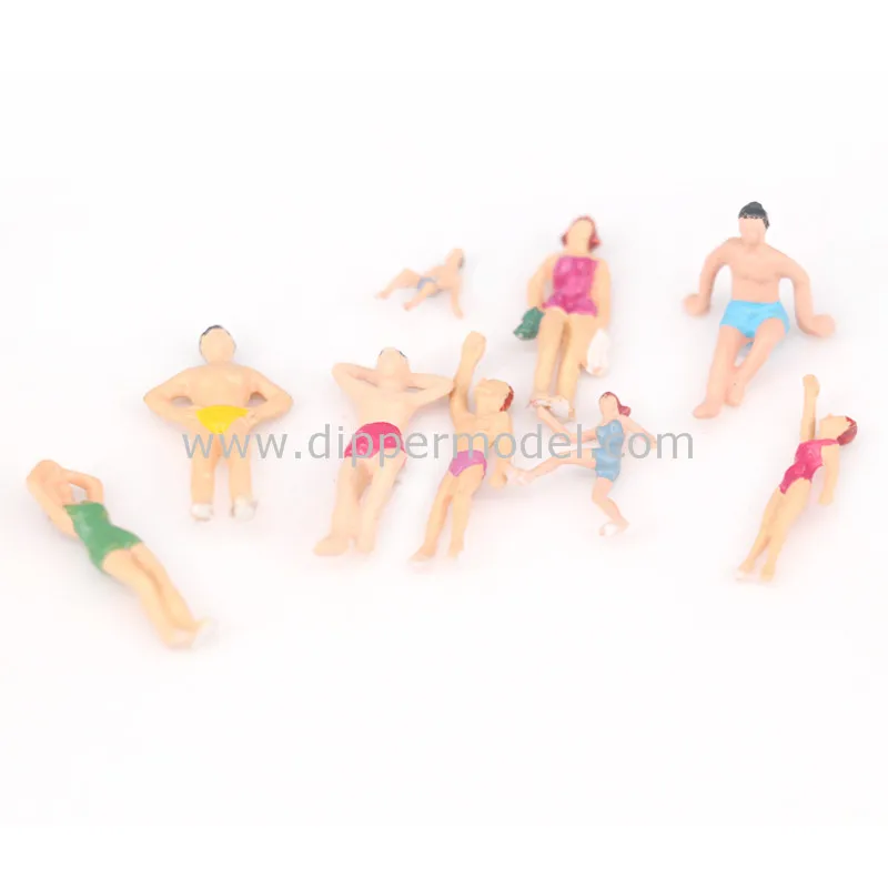1:50~1:150 scale miniature plastic swimming figures for DIY hobby and architectural model making