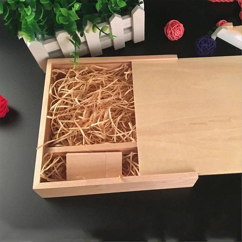 Custom USB flash drive wedding photo gift packaging wooden keepsake box