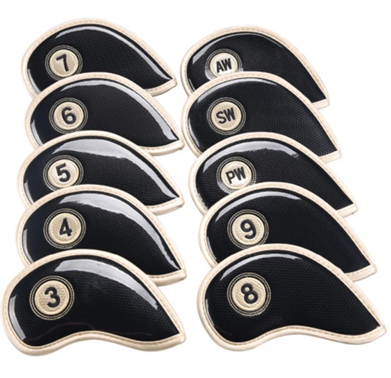 Металлические Чехлы для гольфа, защитные чехлы из искусственной кожи для гольфа, 10 шт./компл.