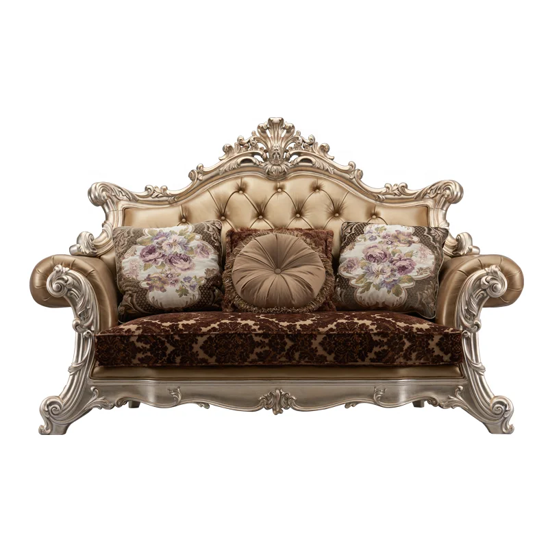 European style luxury furniture classic home 1 2 3 seat sofa with armrest american design antique soft leather single sofa