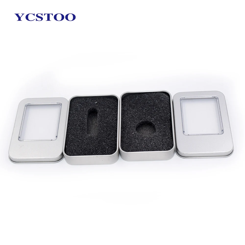 Rectangle USB Flash Drive Packaging Metal Tin Box With Clear Window
