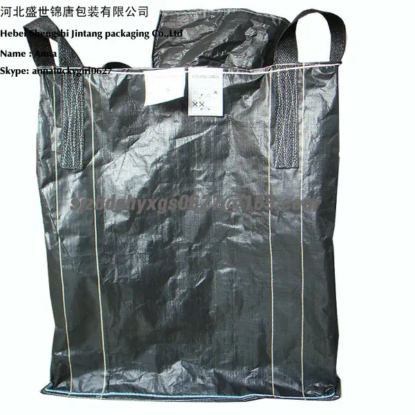 1000kg Plastic Jumbo Bags 1000kg For Carbon-white Big Packing Bags For Milk Powder pp jumbo black bag with four hand