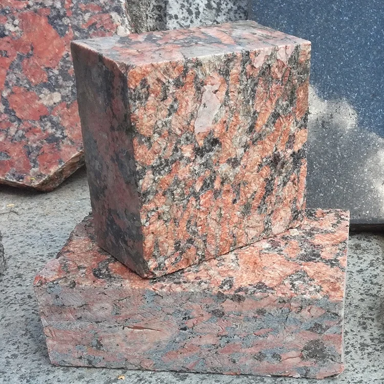 
Buy wholesale GR8 split flamed hammered cheap natural red stone granite block paving setts bricks 