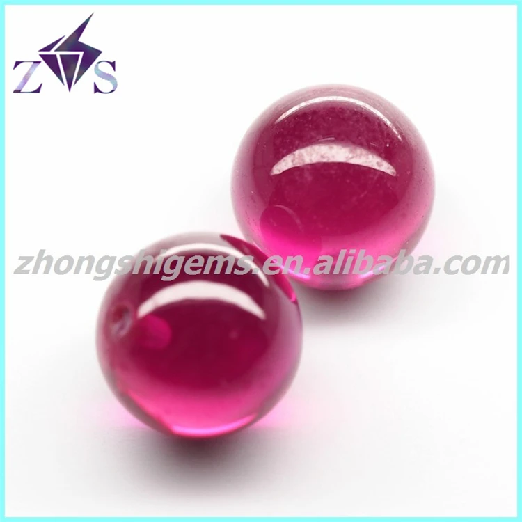 Man-made synthetic ball shape ruby corundum gemstone bead