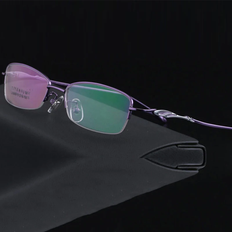 Elegant Women Half Frame Pure Titanium Optical Frame China Manufacturer Ultralight Fashion Glasses Eyeglasses For Female
