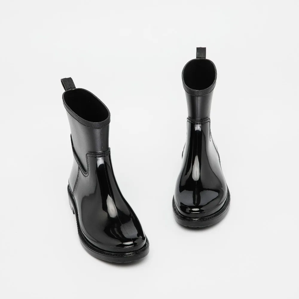 
outdoor garden farm weeding use fashion waterproof antislip mid tube pure solid color soft PVC gum boots rain waterproof shoes 