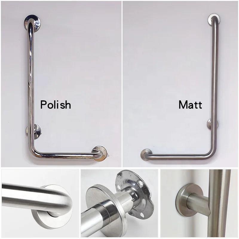 L shaped bath safety disabled stainless steel shower grab bar