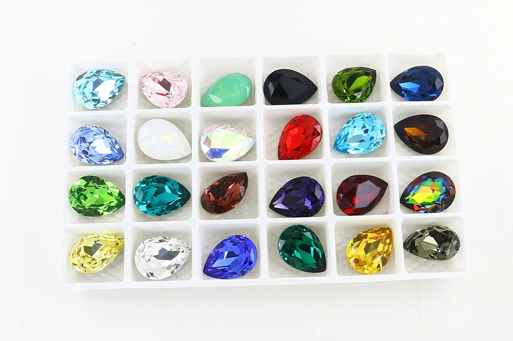 Разноцветные кристаллы в форме капли, модный камень для изготовления ювелирных изделий
