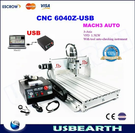 Гравировальный станок CNC с USB порт. 6040Z-USB Mach3 автоматическое управление скорость. 3 оси фрезерный станок с чпу, 1.5KW