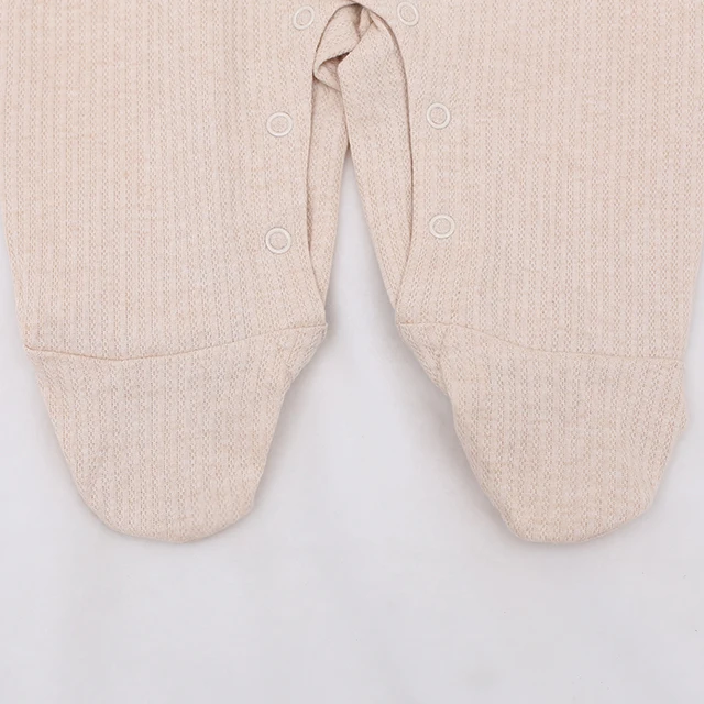 
organic cotton stripe jacquard newborn baby footie pajamas with button 