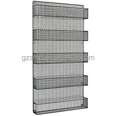 Factory Wholesale 3 4 5 Tiers Wall Mounted Metal Wire Kitchen Storage Rack Mesh Spice Organizer Shelf