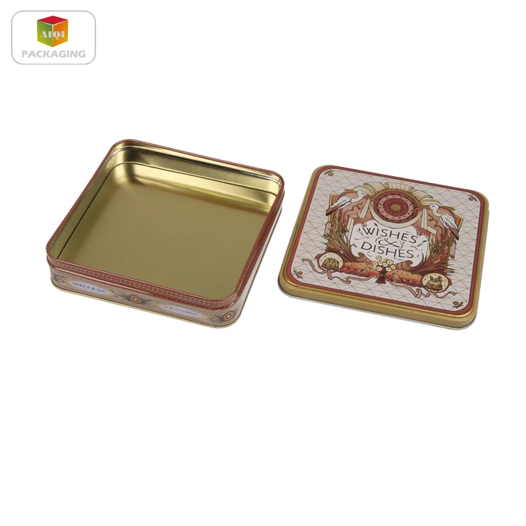 
Wholesale custom high quality food grade square metal packaging tea tin box 