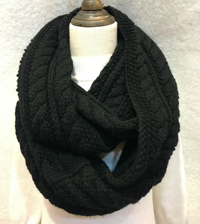 Зимний теплый шерстяной шарф женский корейский крученый жаккардовый простой шарф женский двусторонний вязаный шарф аксессуары для холодной погоды