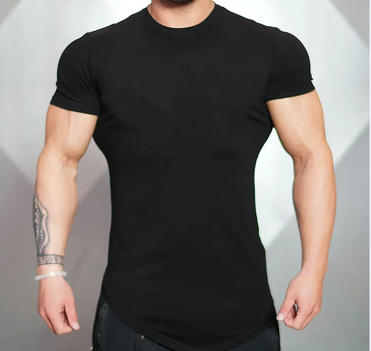 Custom logo blank bodybuilding fitness compressed custom polyester gym men t shirt