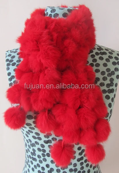 
Fashion nice rabbit fur scarf 4 lines balls fur collar scarf for women scarf 