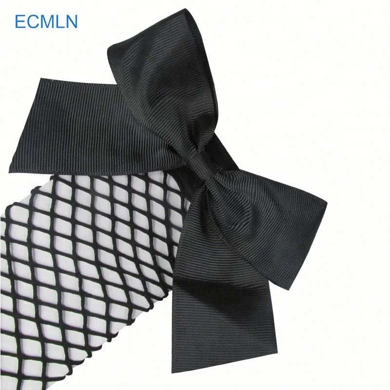 Черные популярные прозрачные женские сетчатые носки с бантом