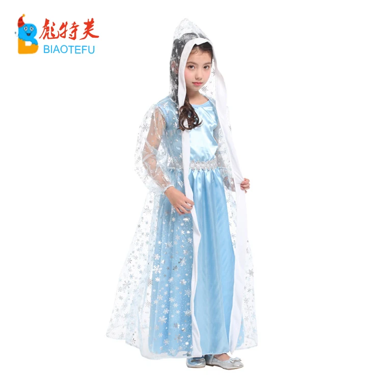 TV&Movie Elsa Frozen cloak costumes hot sale Elsa long sleeve fancy dress party cosplay dress costumes in stock