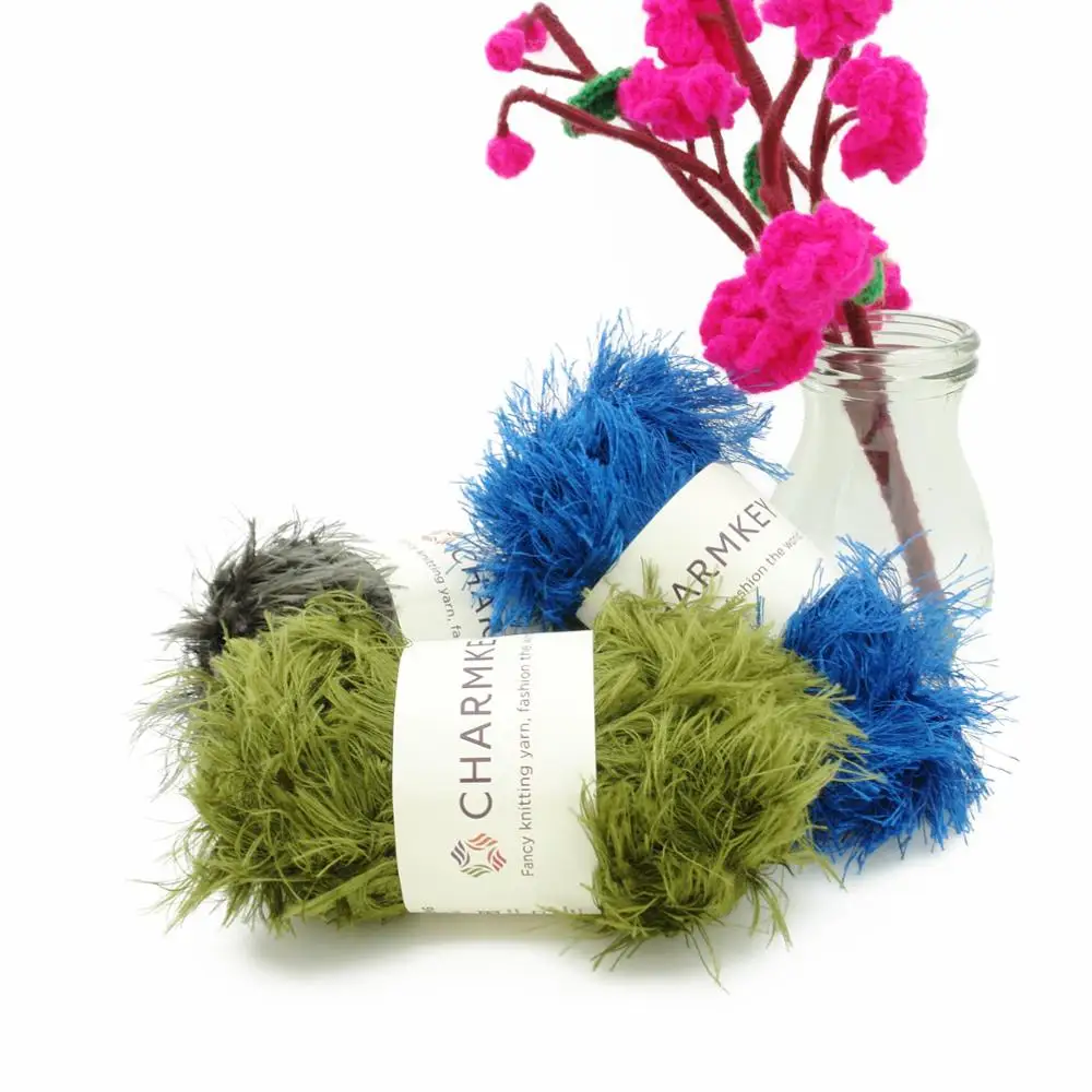 New purple Soft Fluffy Hairy Warm hand Knitted eyelash yarn