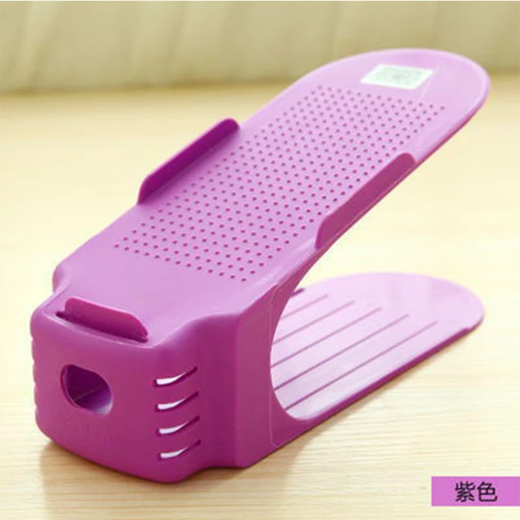 Colorful Double Foldable Storage Plastic Shoe Organizer Space Saving Shoe Storage Organizer