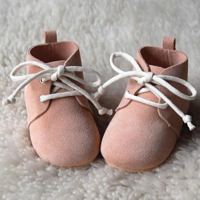 China Factory Wholesale Pink Baby Lace Up Shoes Handmade Leather Baby Boots Toddler Shoes Girl