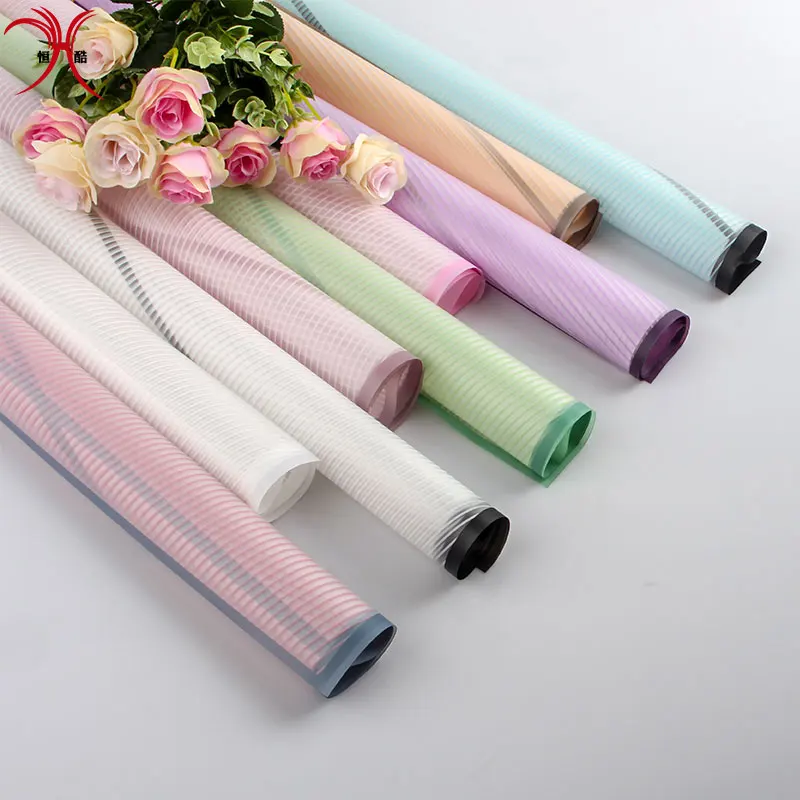Cheap flower wrapping paper Translucent Christmas Flower Bouquet Wrapping PVC Paper Matt Film Printed Lines Paper