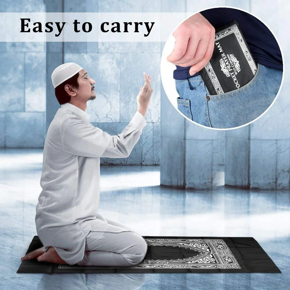 custom muslim pocket prayer carpet mat mecca small portable prayer mat with bag