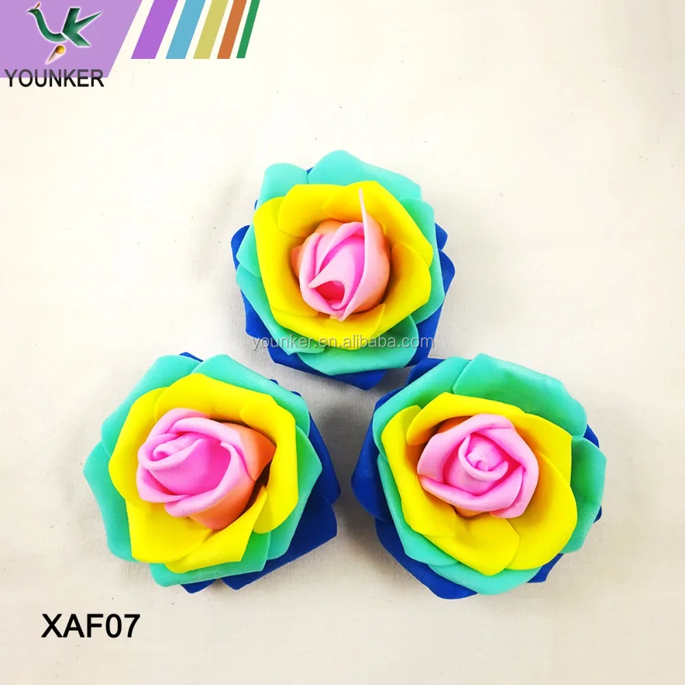 
8CM Cheap Artificial colorful EVA Foam Rose Flowers Head for Wedding Decoration 