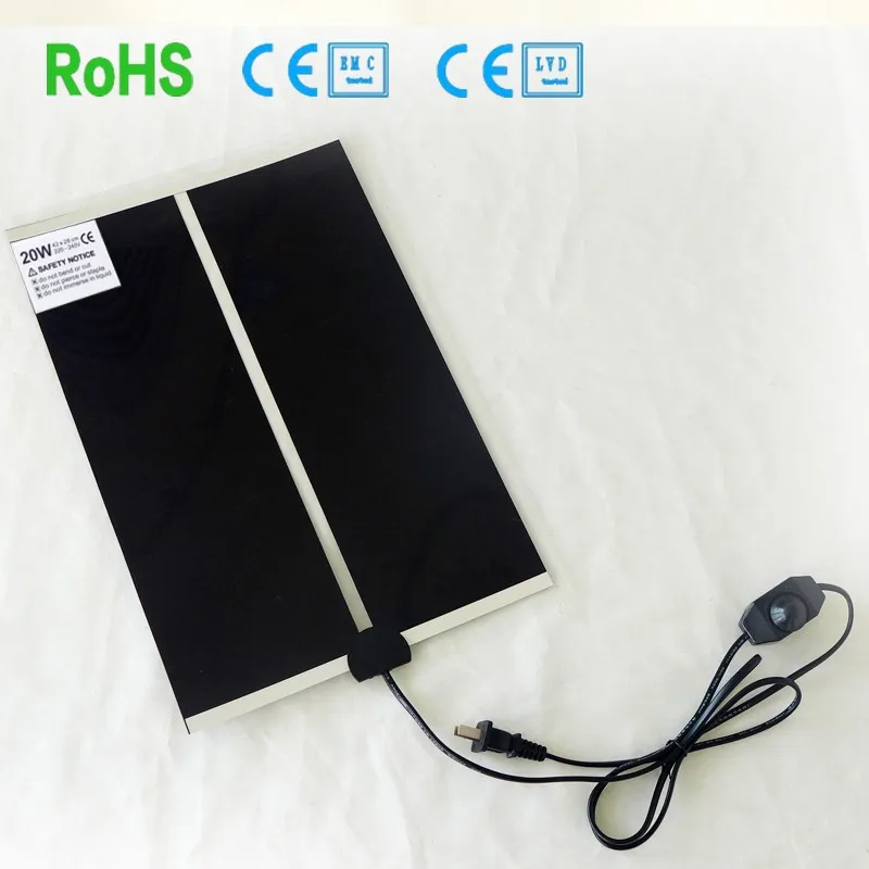 2022 New Arrival Heat Mat 15x28cm 7W Reptile Brooder Incubator Pet Heating Pad Aquariums & Accessories Plastic Black 110V-120V