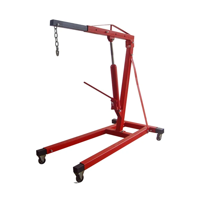 2 Tons Manual Hydraulic Folding Engine Crane Hoist Lift Stand Wheels 2000kg Garage