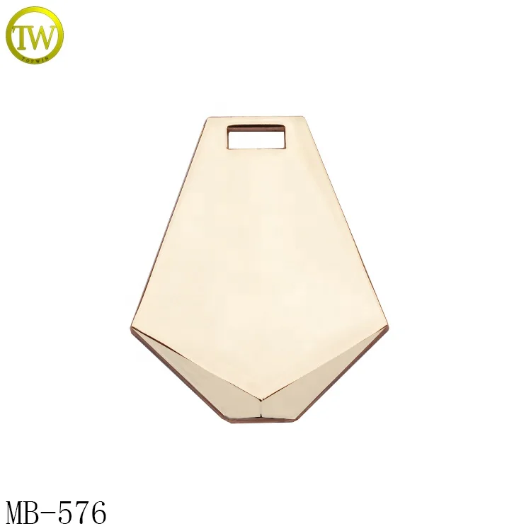 
Small light gold metal plate logo stamped name metal brand tag for bags <span style=
