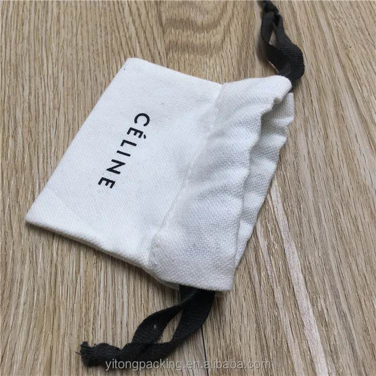 Custom White Small Jewelry Linen Pouch Bag With Printing