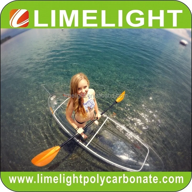 LIMELIGHT double seats and paddles clear bottom kayak polycarbonate canoe for sale