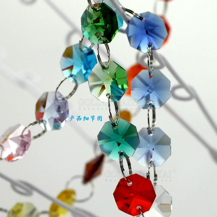 GOLDENHAITA 14mm Crystal Glass Octagon Beaded Garland, Crystal Curtain Chain for Chandelier Lighting Decoration