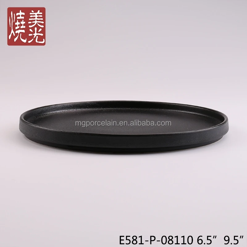Factory direct hotel black nordic restaurant stoneware Serving dish japanese ceramic dinner flat plates sets