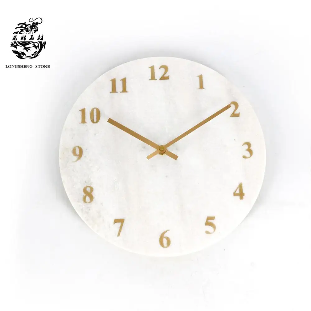 Wholesale 12 Inch Luxury White Marble Wall Clock Large Size Personalized Living Room Clock with Alarm Function Separates Design