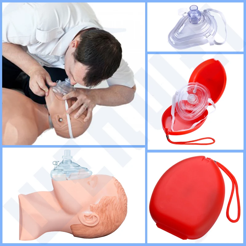 CPR mouth to mouth mask red hard case cpr mask for aed training