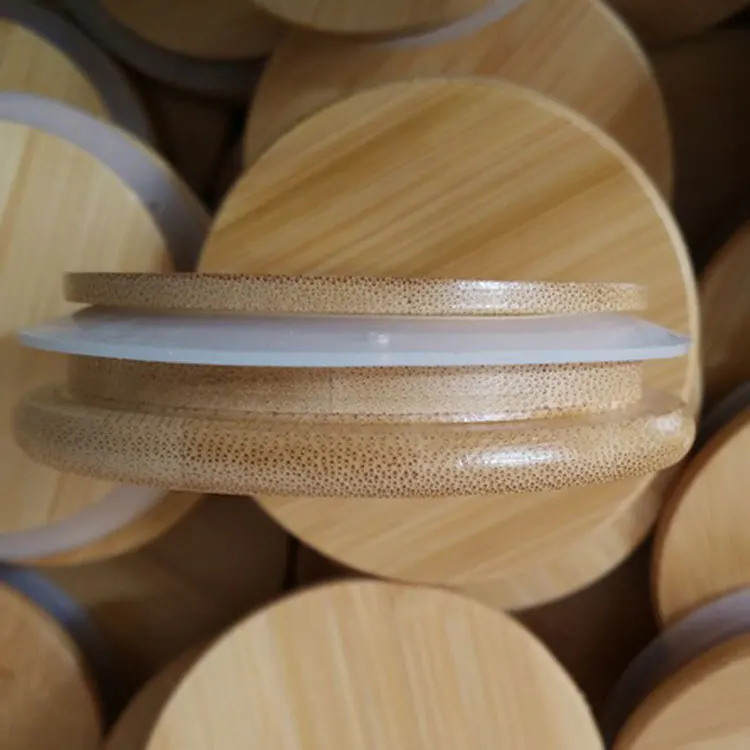 Wide mouth glass mason jar with bamboo lid / Glass jar for jam storage jar of Kitchen