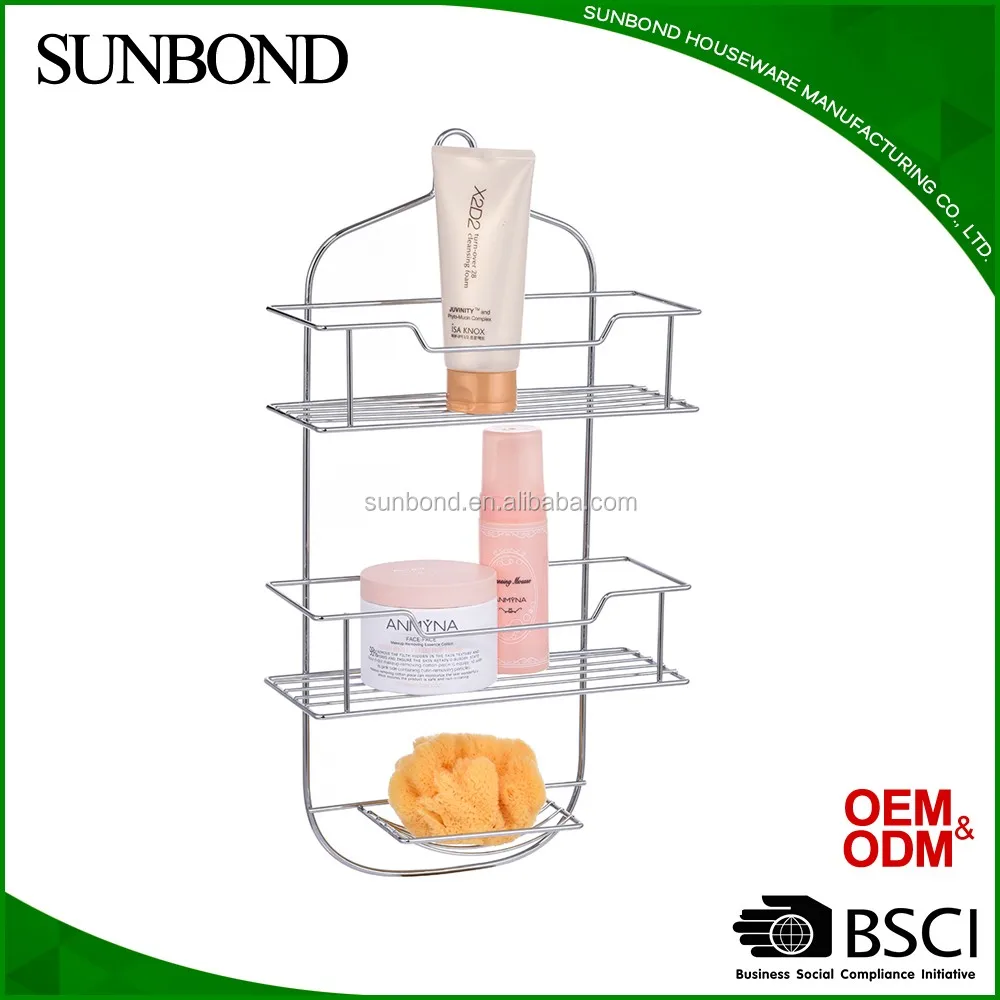 Over door 3 tier metal bathroom organizer shelves storage rack