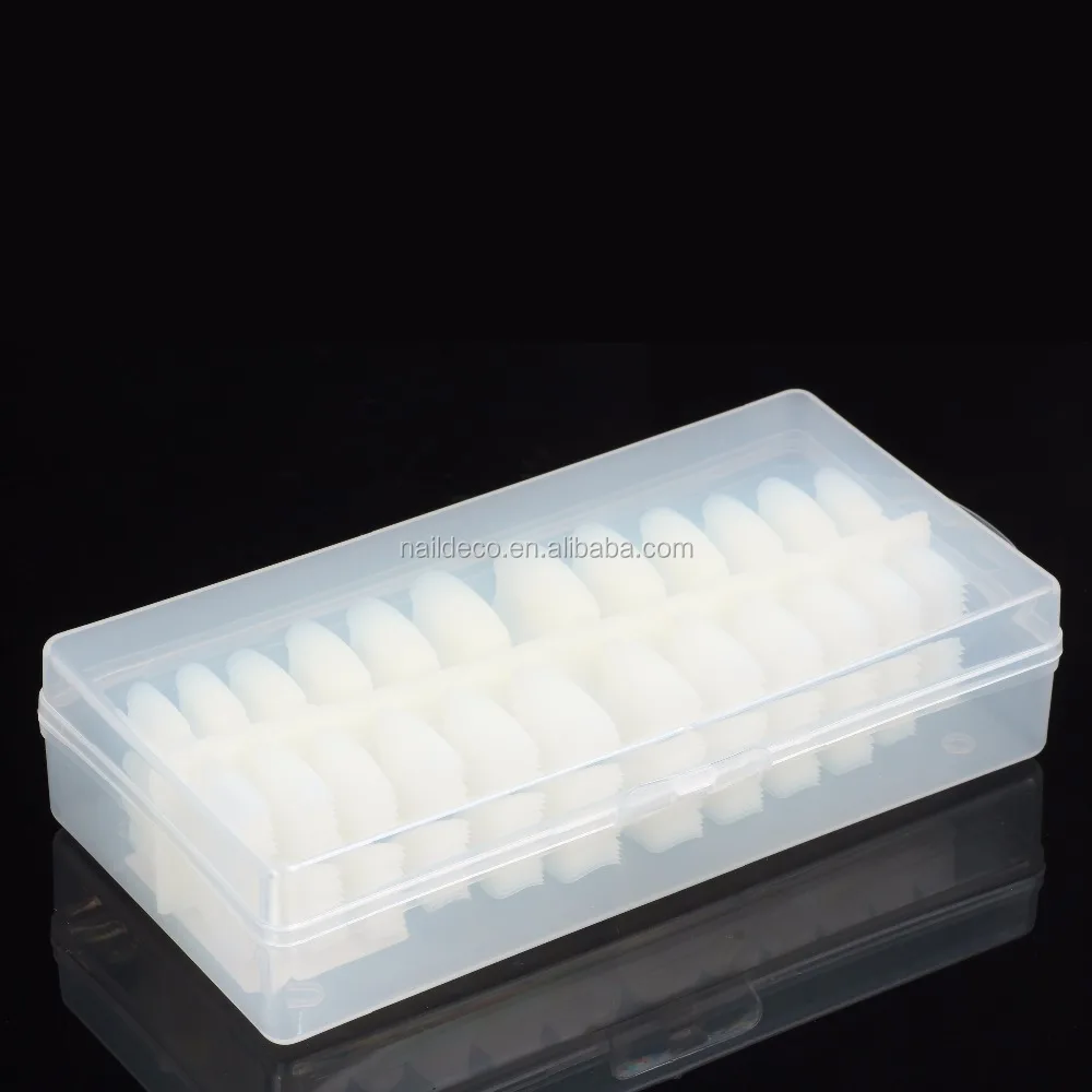 2024 NEW Long Oval Fake Artificial Natural Plain Christmas PVC Box Design Finger ABS 10 Sizes Nadeco Nails