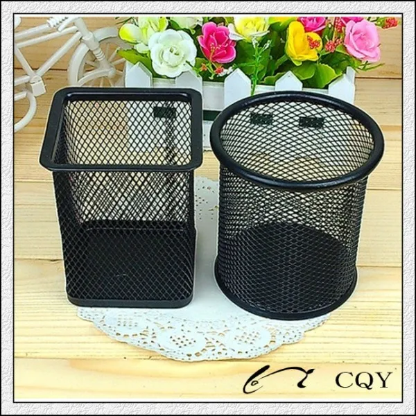 wholesaler factory supplier office customized stationery metal mesh desktop pencil cup square pen stand pen holder