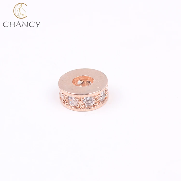 
Fashion hot selling round shape brass cz stone jewelry bracelet spacer beads for women 