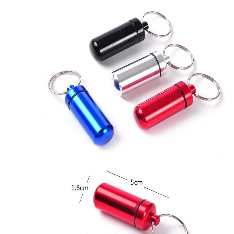 Waterproof Pill Holder Metal Keychain Emergency Pill Bottle Keychain