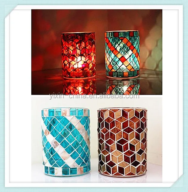 Цилиндрическая мозаика ручной работы 20*45 см чайная стеклянная светодиодная электрическая свеча