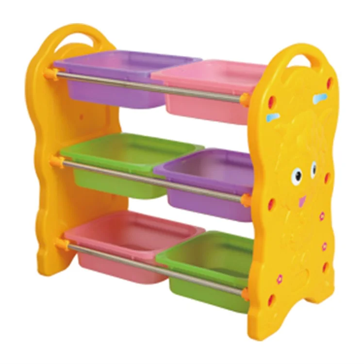 Nursery School Colorful Plastic Toy Shelf For Kindergarten